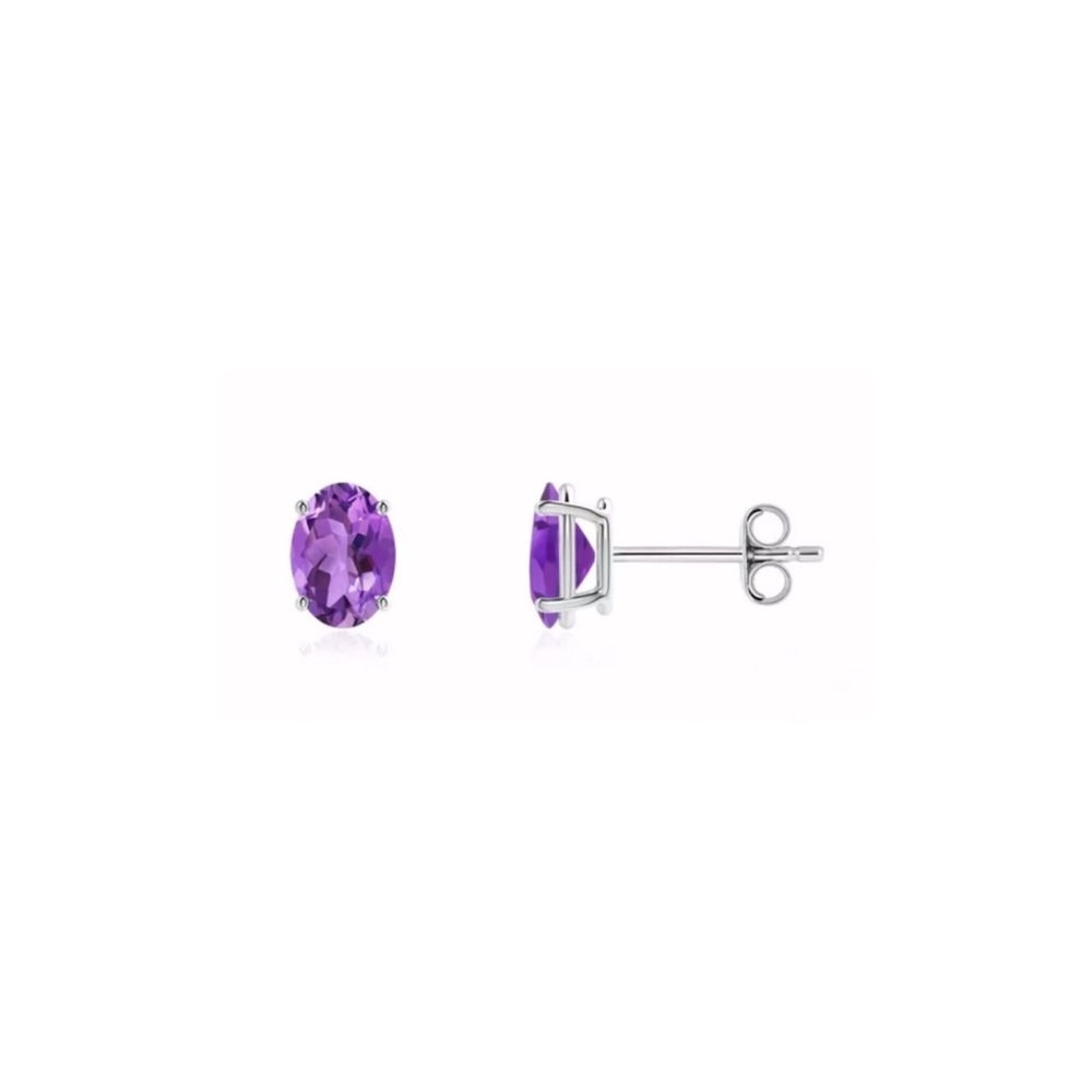Angara amethyst stud earrings Silver